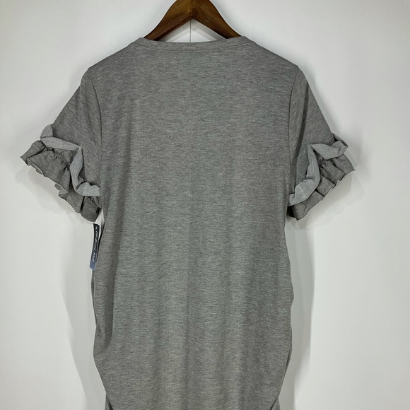 Flutter & Kick gray crew neck ruffled sleeve dress - Picture 9 of 13